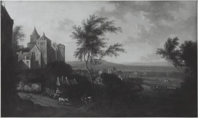 Veduta di Kleve con il castello di Schwanenburg visto dal Lustgarten (giardino dei divertimenti)